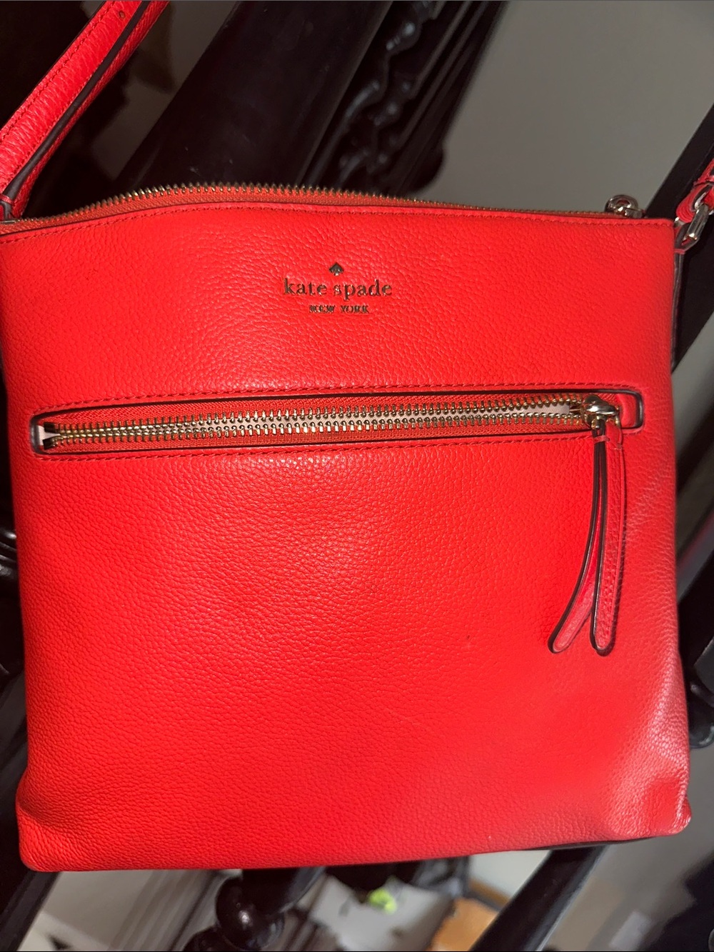 kate spade Red Pebbled Leather Crossbody with Front Zip